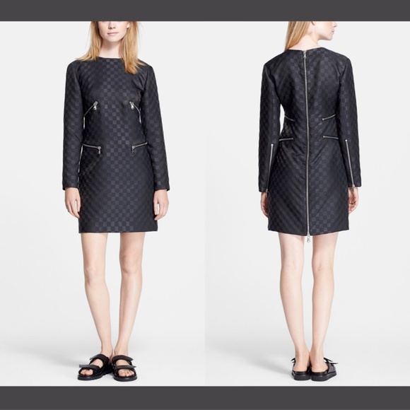 EUC $788 Marc by Marc Jacobs Zip Detail Check Shift Dress Black [SZ‎ 0 2 XS ] - Picture 2 of 12